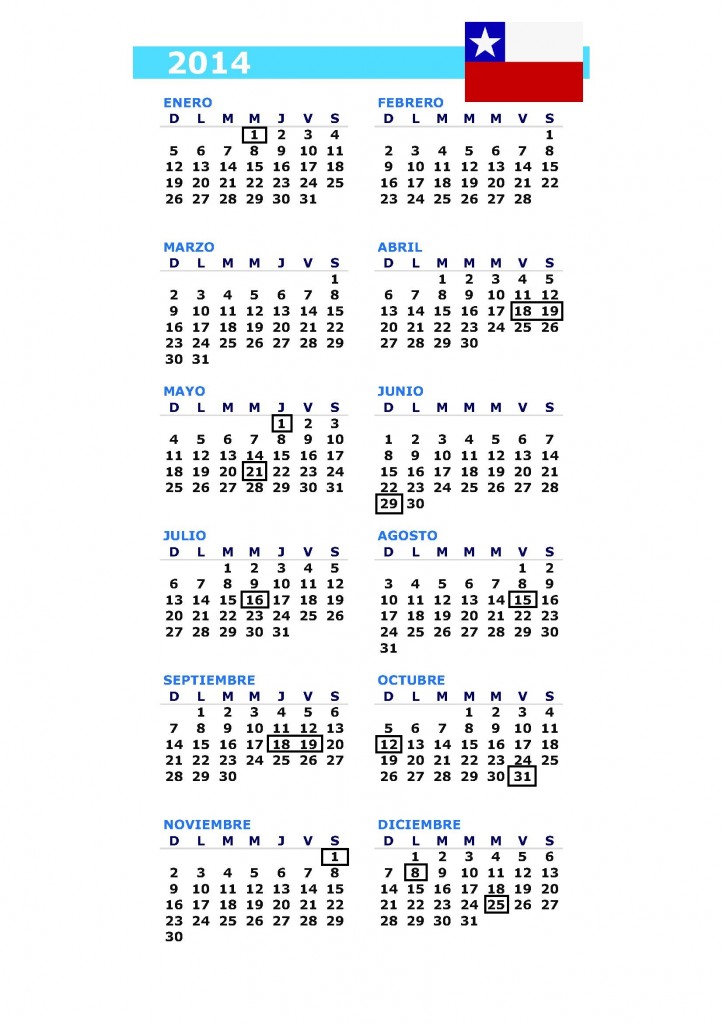 calendario 2014 chile
